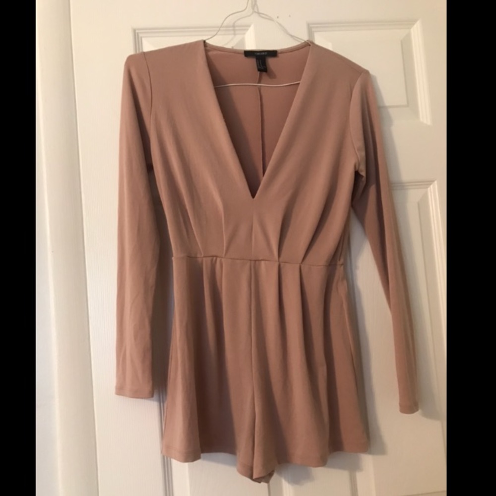 tan long sleeve romper